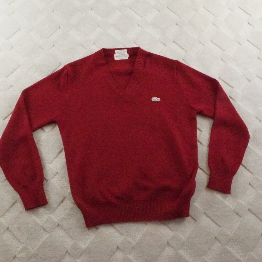 Vintage Izod Lactose Sweater Youth Boys 18 Red Pull Over Acrylic